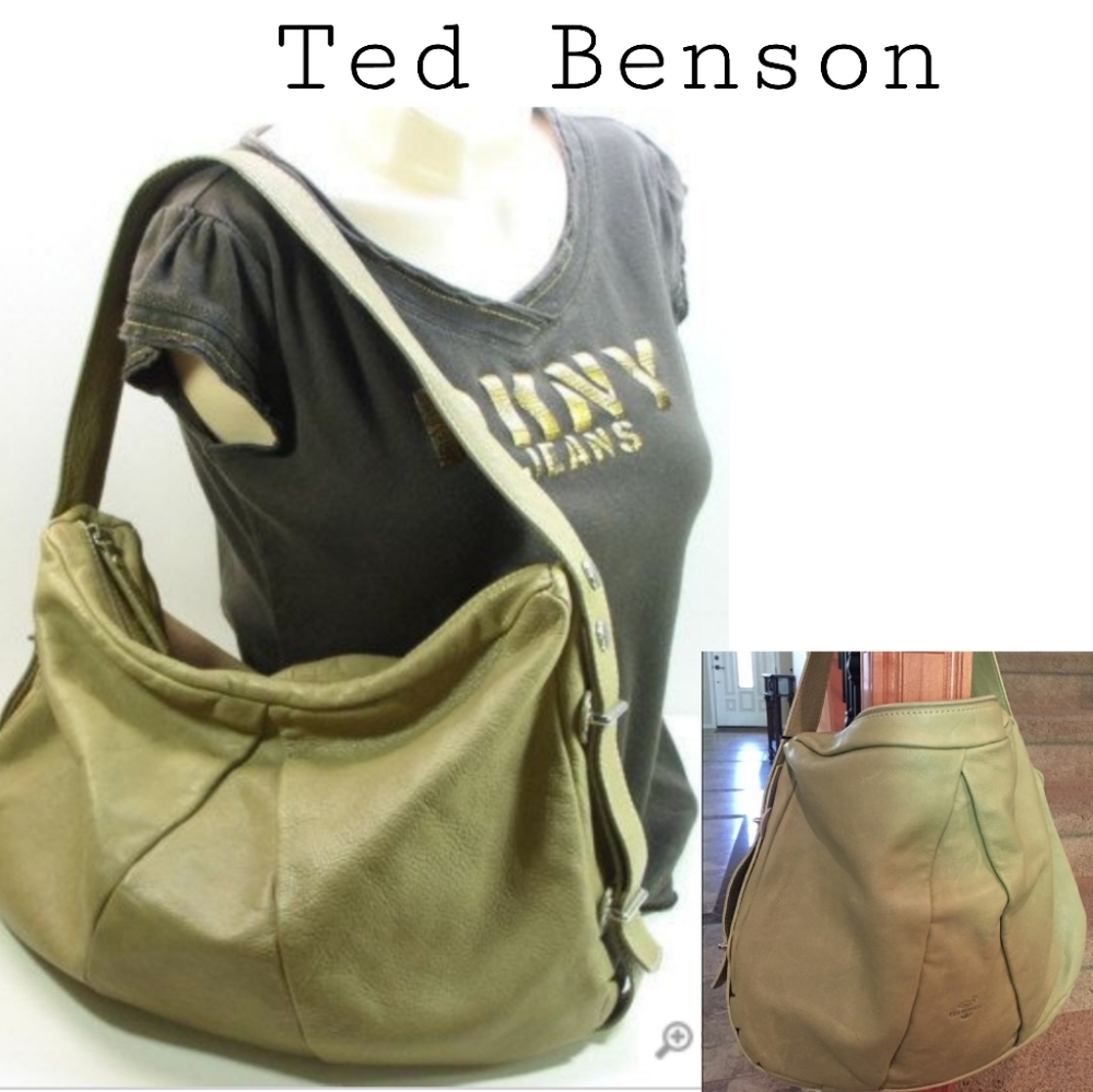 Ted Benson - hobo pastel green genuine leather bag.